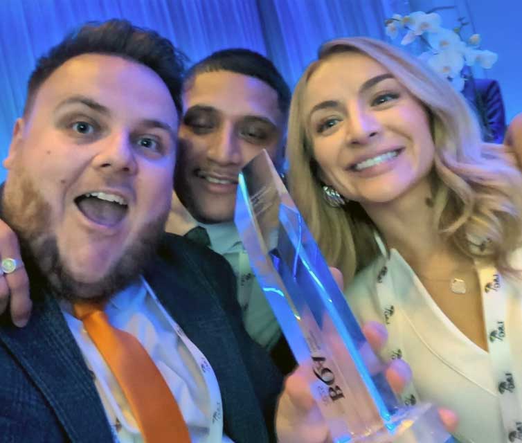 Waddle team celebrating their L&G Business Quality Awards 2025 win for Outstanding Customer Outcome (1 - 10 employees)