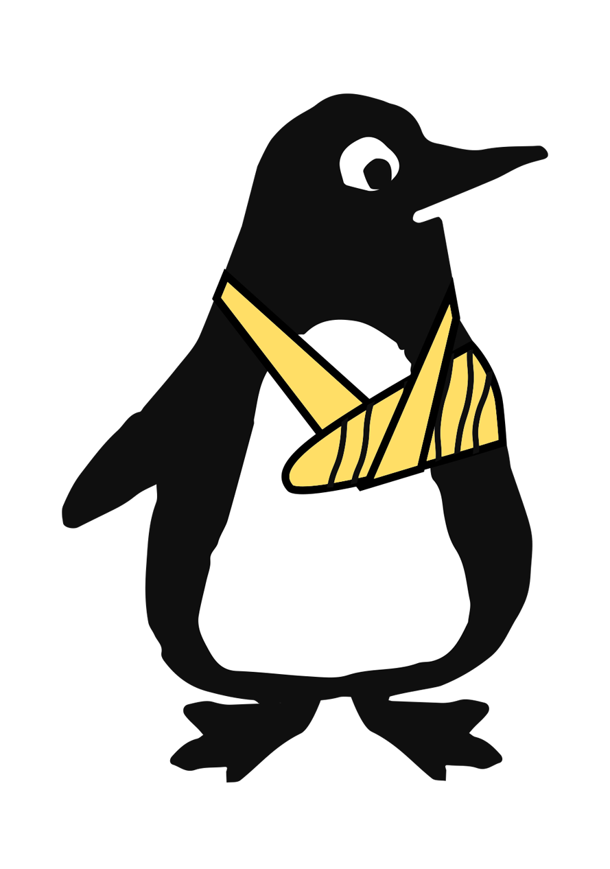 Penguin with arm in a cast