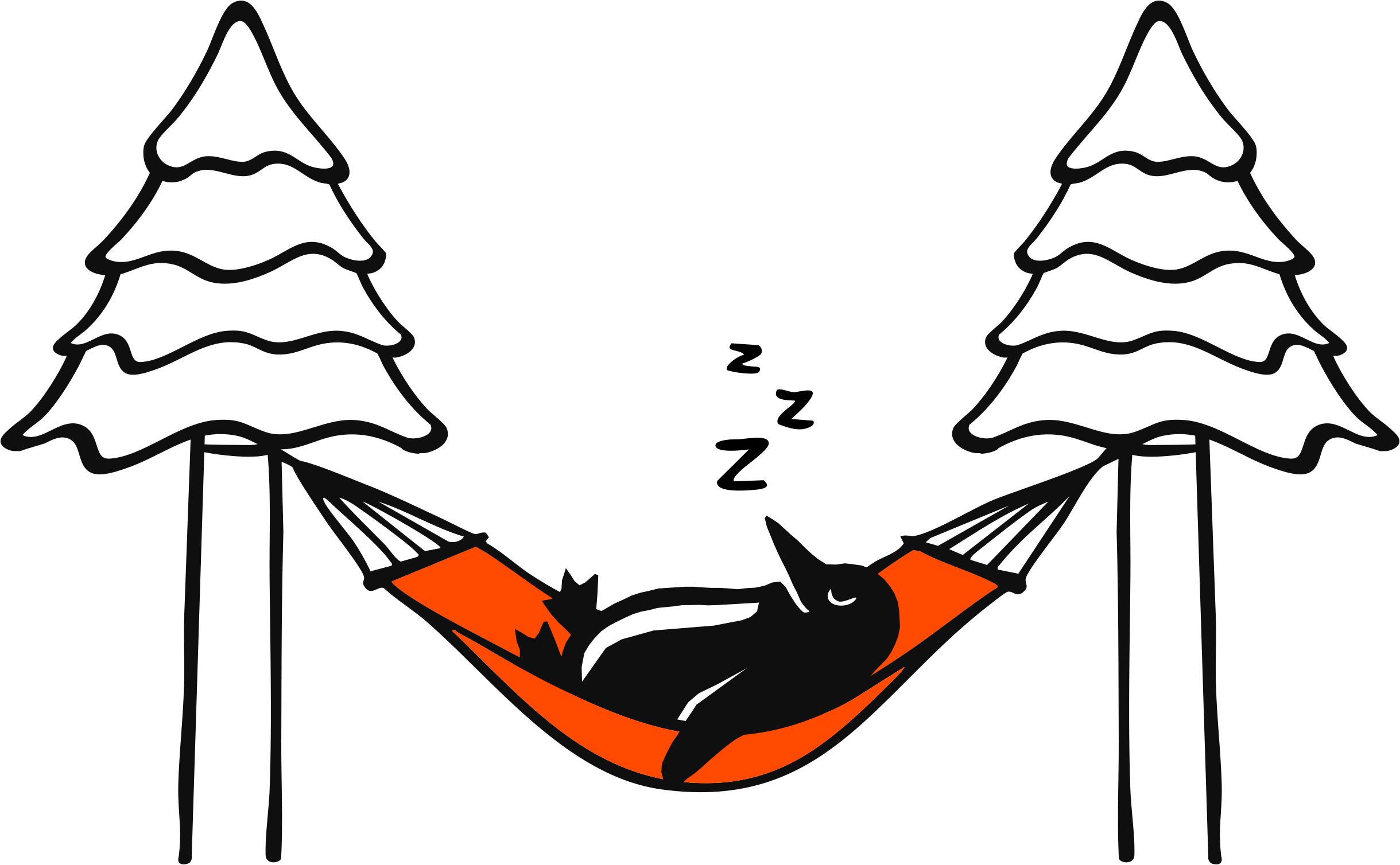 Penguin sleeping in a hammock