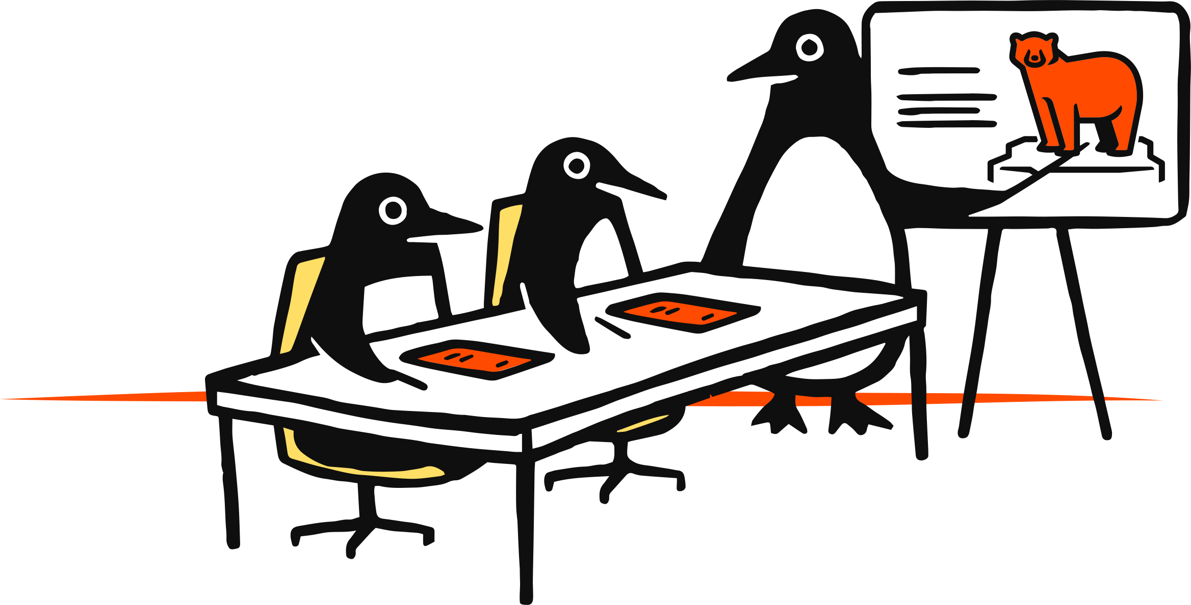 Penguins in a business meeting