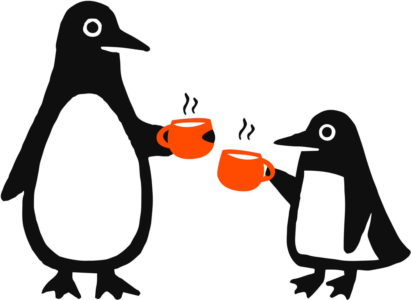 Penguins having coffee