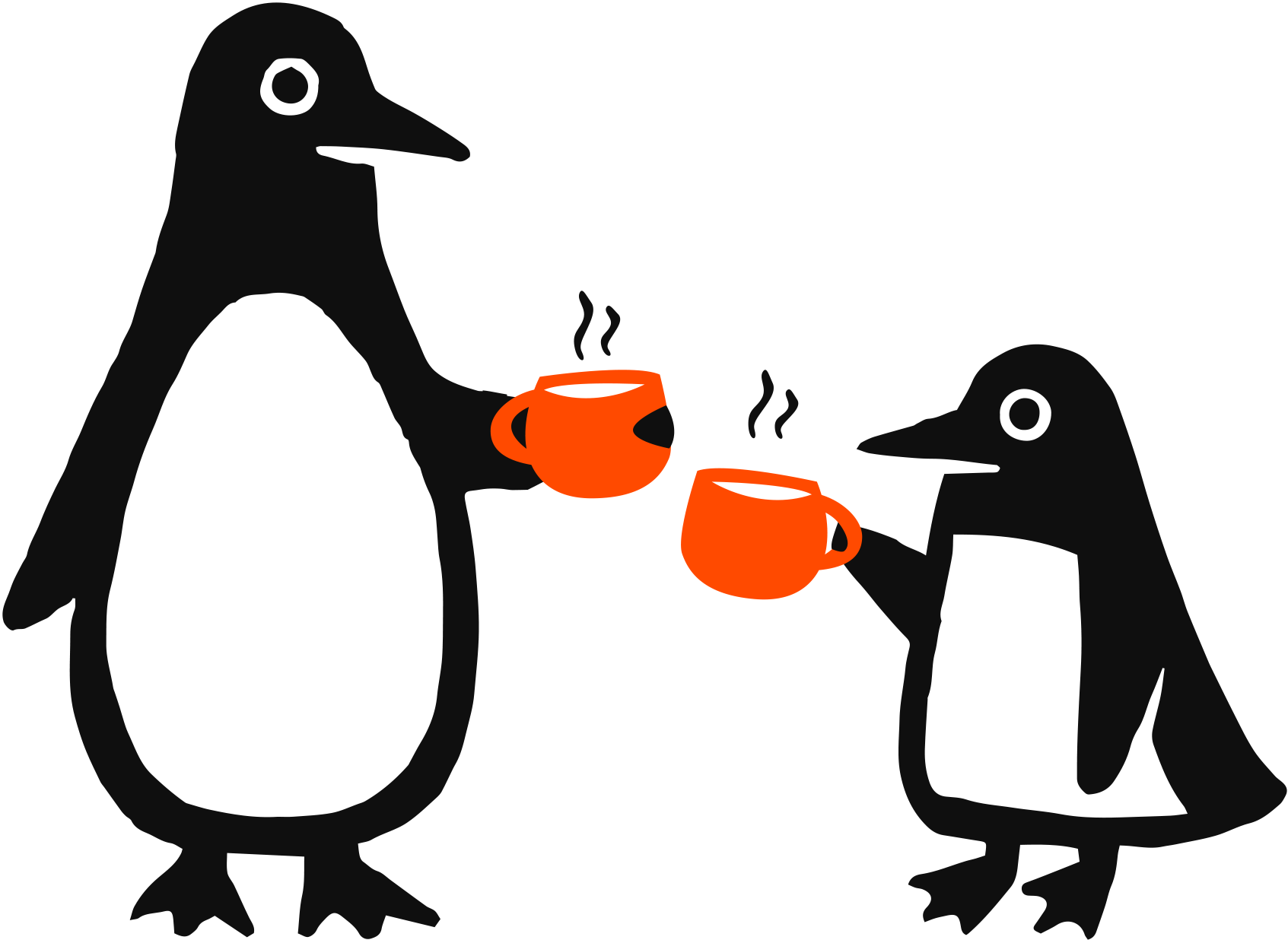 Penguins having coffee