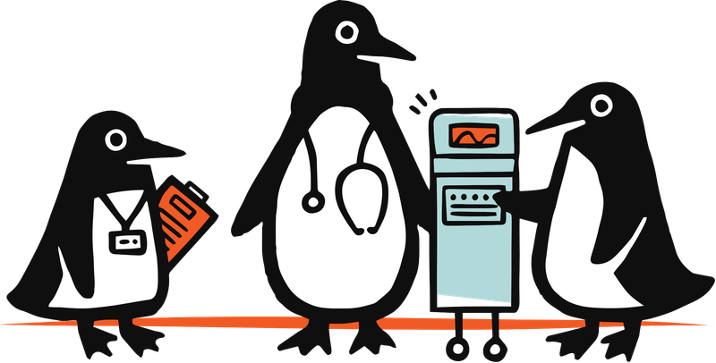 Penguin in a hospital