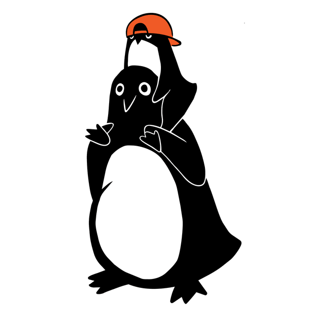 Penguin giving another penguin a piggyback