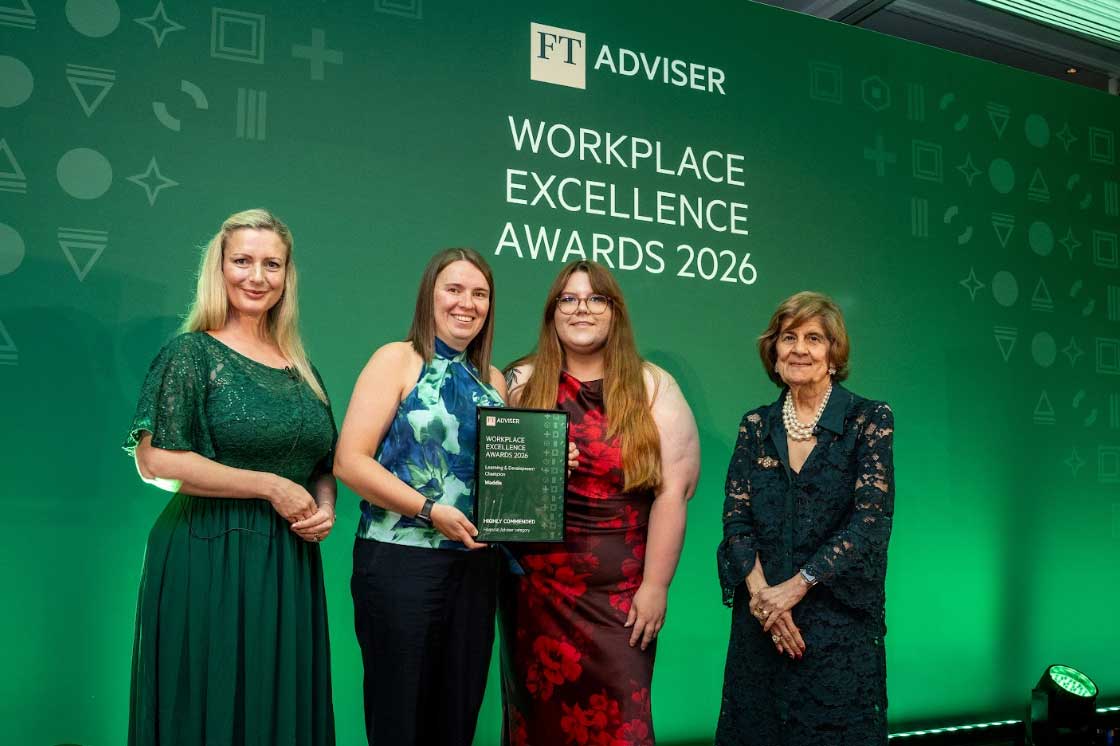 Waddle team receiving an award at the FT Adviser Workplace Excellence Awards 2026