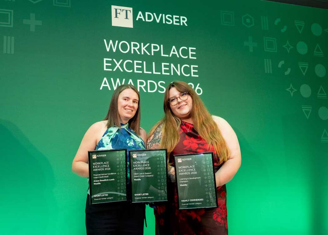 Waddle team receiving a Highly Commended award at the FT Adviser Workplace Excellence Awards 2026